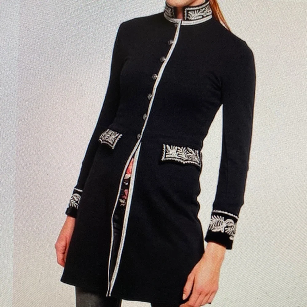 Denim & Supply Ralph Lauren Black Coat with White Trim - Picture 2 of 13